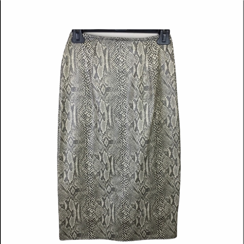Cykxtees Snake print faux latex pencil skirt
